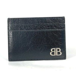 BALENCIAGA BB Business Card Holder Card Case Leather Black Unused